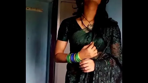 Watch Crossdresser in green saree warm Videos