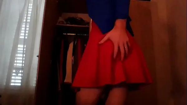 Sehen Sie sich Cute secretary crossdresser masturbating in a red dress and blue blazerwarme Videos an