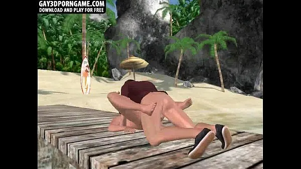 Посмотрите Horny 3D cartoon hunk getting fucked on the beach теплые видео