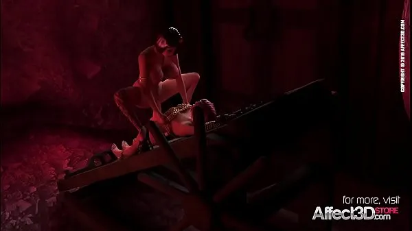 Посмотрите Вампир с большими сиськами делает минет связанной футанари крошке в 3D анимации теплые видео