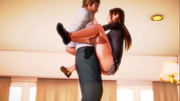 观看可愛的女士在色情無盡的動畫視頻中與一個男人在她的床上做愛温馨视频