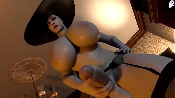 شاهد مقاطع فيديو دافئة 4K) Lady Dimitrescu futa gets her big cock sucked by horny futanari girl and cum inside her|3D Hentai P2