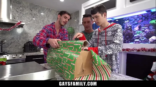 Watch Stepbrother Wrapping Some Christmas Presents with Their Daddy - Gaysfamily warm Videos