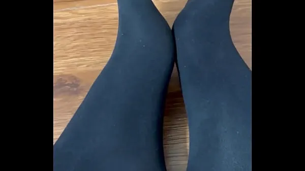 Watch Flaunting and rubbing together my black nylon feet warm Videos